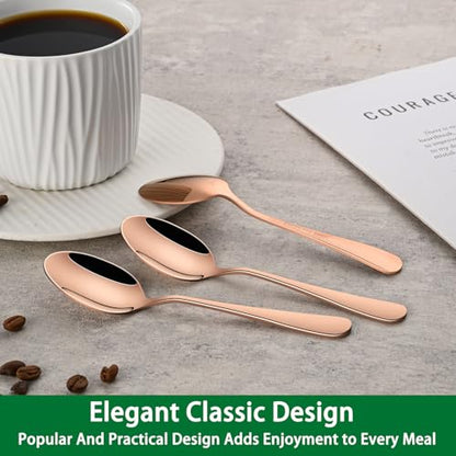 DEHOV 5.5 Inch Rose Gold Small Coffee & Tea & Dessert Spoons Set of 8 - color: Rose Gold