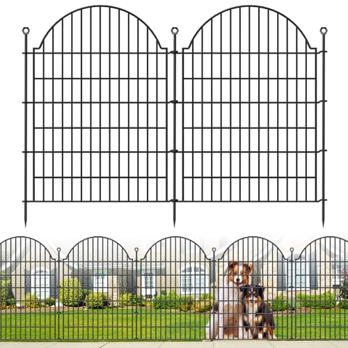 10 Panels No Dig Decorative Outdoor Garden Fence, 40in (H) x23.6ft (L) - color: Black, size: 40 in(H)