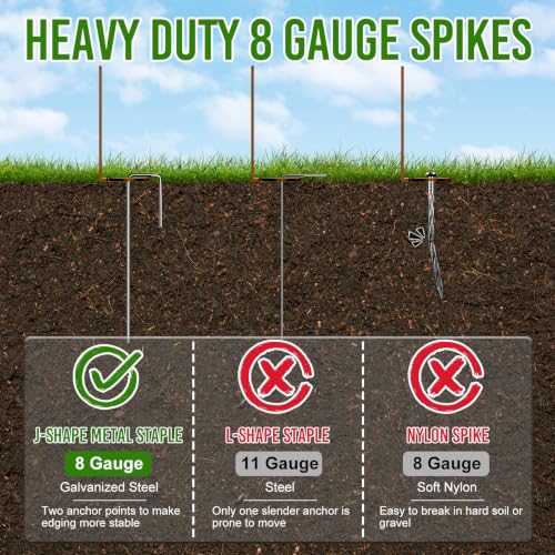 Landscape Edging 4 Inch Tall 20FT with 30Pcs Metal Spikes, Plastic Garden Edging Border Landscape Edging Border Lawn Edging for Landscaping, Flower Bed, Yard(Brown) - color: Brown, size: 20FT