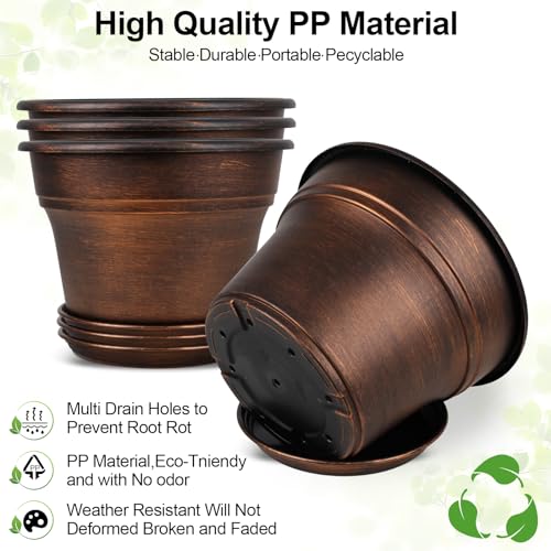 Fodetyff Planters-Plant-Pots-Indoor-Outdoor, 6 inch 6 Pack Copper - color: Copper, size: 6 inch-6 pack