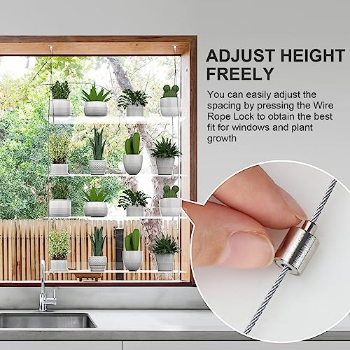2-Pack Hanging Clear Plant Shelves for Windows, 16 Inch per Tier - size: 2 Pack-4 Tier