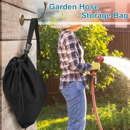 Cosmos Expandable Garden Hose Storage Bag Heavy Duty Water Hose Organizer Portable Extension Hose Holder Carrying Case with Drawstring Closure, Carry Bag Only (Hose Not Included)