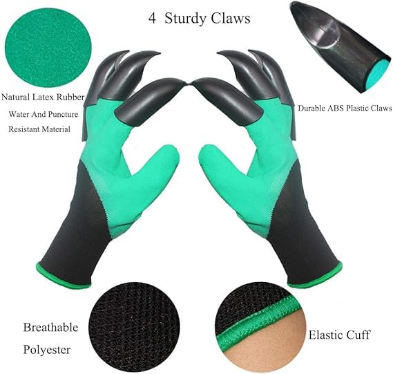 Garden Gloves with Claws, Claw Gardening Gloves for Digging, Planting, Weeding, Seeding - Waterproof for Men and Women