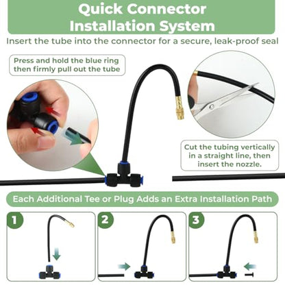 130FT Drip Irrigation System for Garden: 20 Nozzles 1/4" PE Tubing Automatic Watering Kit Adjustable Misting Sprinkler Mister Hose for Water Plants Tape Raised Beds Lawn Outdoor Yard Greenhouse 130FT