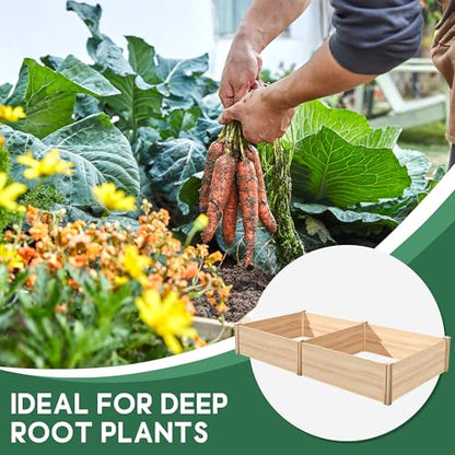 AMERLIFE 8x4 Ft Wood Raised Garden Bed, Durable 15 Inch Depth Planter Box for Vegetables, Herbs, and Flowers, Ideal for Outdoor Gardening with Open Base - size: 8 x 4 x 1.25 ft