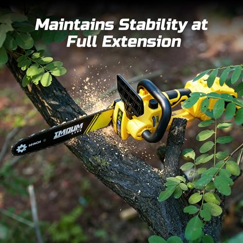 IMOUMLIVE 10" Pole Saw & Mini Chainsaw 2-IN-1, Cordless Pole Chainsaw - color: Yellow 10 Inch