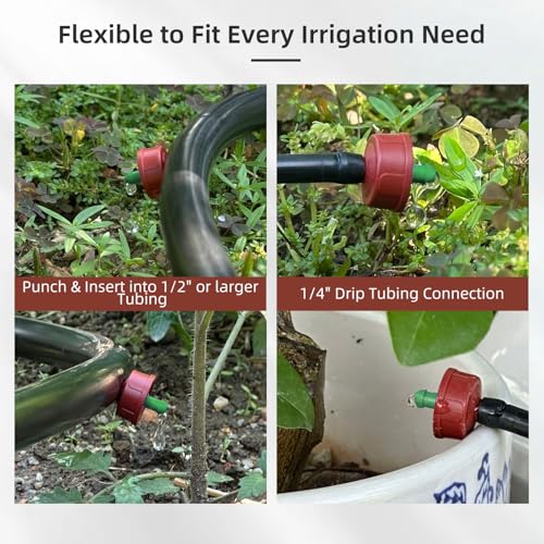 60PCS 0.25 GPH Pressure Compensating Drip Irrigation Spot Watering Drippers/Emitters, Self-Cleaning Constant Flow Drip Irrigation Emitters Heads Irrigation Drippers Parts for Drip Irrigation System - color: 60PCS, size: 0.25 GPH