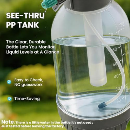 Pump Sprayer, Handheld Garden Water Sprayer Bottle for Spraying Plants, Flowers, Weeds and Cleaning, Hand Pump with Side Filling Port, Measuring Cup, Adjustable Nozzles (Blue, 84oz)