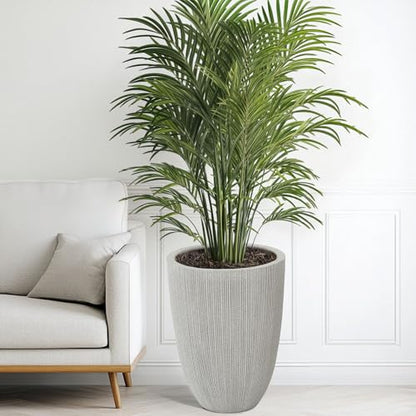 19" Mediterranean Beige Resin Tall Planters with Fluted Texture - color: 19"h-mediterranean Beige