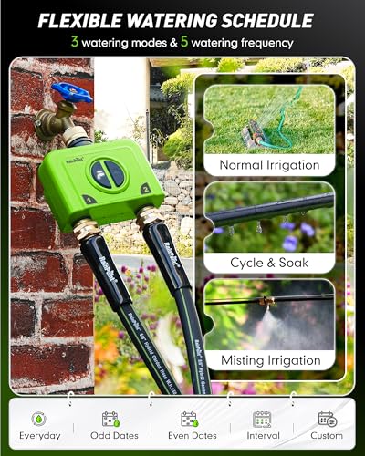 RAINPOINT 2 Zone WiFi Water Timer for Garden Hose, Sprinkler Hose Timer - color: Light Green, style: Brass Outlet Timer with WiFi Hub