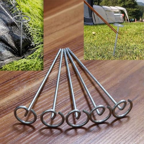 Landscape Fabric Pins Rug Stakes - 11-Pack Heavy Duty 6" G-Shaped Garden Staples with Dual Head Hammer for Outdoor Carpet, Weed Barrier, Tarps and Ground Cover