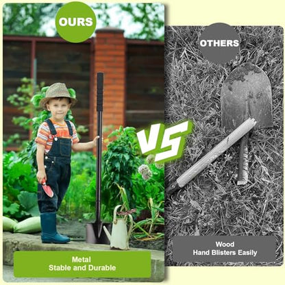 Small Shovel 43.3Inch Durable Metal Shovel for Digging Small Spade Shovel Garden Shovel for Gardening Digging Camping Farming and Outdoors, Black - color: Black