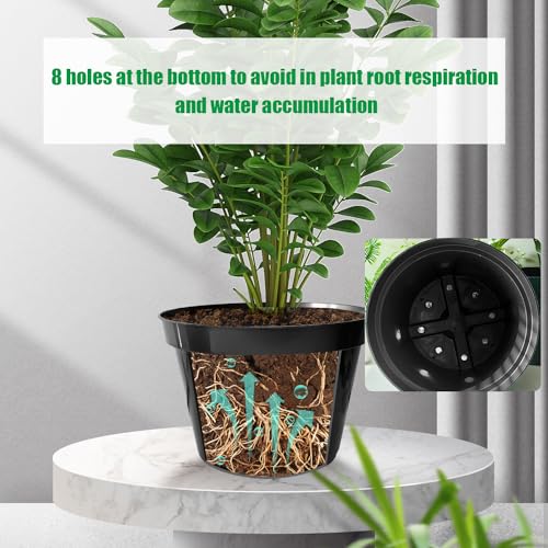 RooTrimmer 10 Inch Plastic Nursery Pots for Plants 10 Pack Plant Pots with Drainage Holes 2 Gallon Nursery Pots Perfect for Indoor Outdoor Plants Such as Herbs, Strwaberrys and Flowers, Black - color: Black, size: 10 Inch 10 Pack
