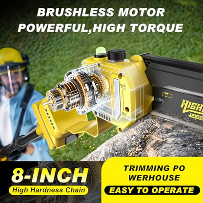 4-in-1 Cordless Pole saw Pruning Set,Electric Pruning Shears & 8 Inch pole saws for tree trimming with 13.8ft Max Extension Pole,Brushless Motor,Two 4.0Ah Batteries, Electric Pole Saw Tree Trimming - style: 4 in 1