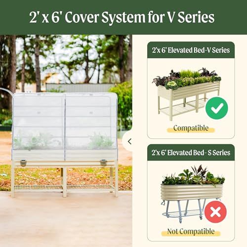 Vego garden Mesh Cover System for 2' x 6' Elevated Raised Garden Bed-V Series, 4 in 1 Trellis and Cover for Plants, Garden Bed Not Included - size: 2' x 6'