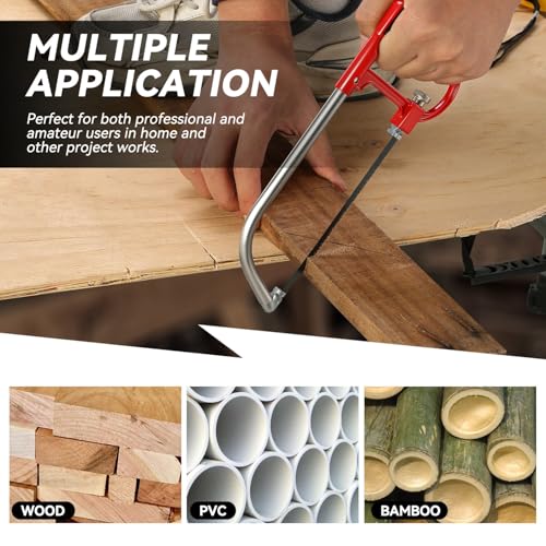 Auto Dynasty Hacksaw Frame Set, 7pcs Heavy Duty Handsaw with 6/8 inch Mini Hacksaw and 6 Extra Blades, Multi-function Hand Saw for Cutting Wood, Sawing, Trimming, Gardening, Drywall, Plastic Pipes - style: 7pc Hacksaw Frame Set