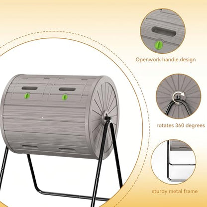 DRATO Compost Bin Outdoor 37.5 Gallon Gray - color: Gray