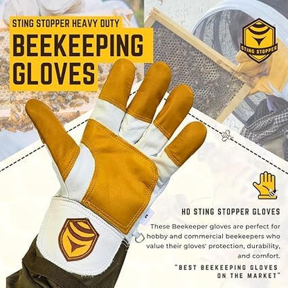 Sting Stopper Heavy Duty Beekeeping Gloves, White, Medium - color: White, size: Medium