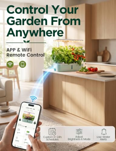 LetPot LPH-Air Hydroponics Growing System Kits, APP & WiFi Controlled Smart Indoor Garden with Adjustable 24W Grow Light Full Spectrum, 10 Pods Planter Indoor Gardening for Gifts, Kitchen, Vegetable - size: 10 Pods-Green