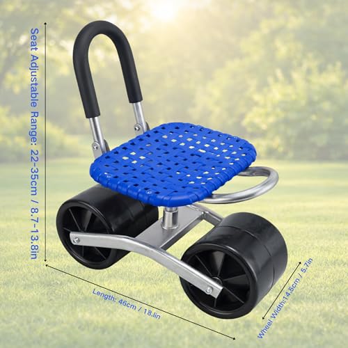 Blue Garden Rolling Seat with Wheels