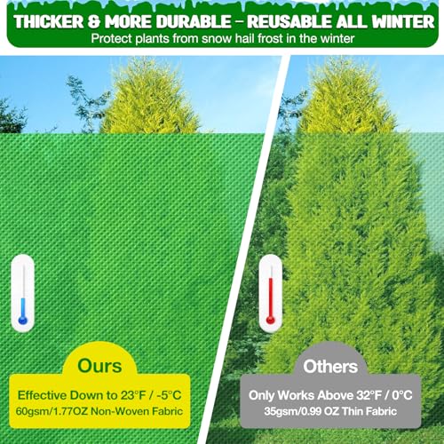 4pcs reusable winter frost plant cover freeze protection, 31.5"x47.2" frost plant cover for winter outdoor plants,Frost Cloth Plants Jacket Drawstring Tree Cover for Outdoor Plants,with zipper - size: 31.5" x 47.2"