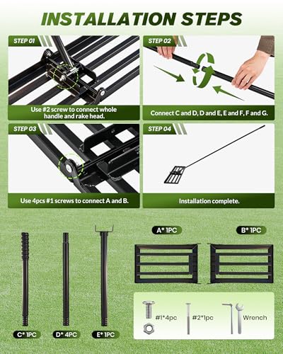 Sakerplus Lawn Leveling Rake 30 Inch, Heavy Duty Yard Leveling Rake