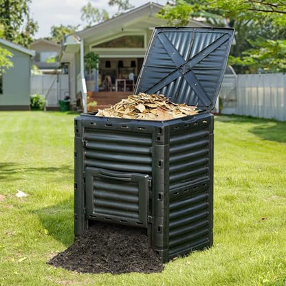 VEVOR Garden Compost Bin 80 Gal, BPA Free Composter, Large Capacity Outdoor Composting Bin with Top Lid and Bottom Door, Easy Assembling, Lightweight, Fast Creation of Fertile Soil - style: 80 Gallon