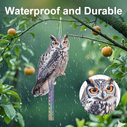 5PCS Garden Owl to Keep Pigeons Away from Porch Flat Paper Fake Owl to Scare Pigeon Away from Balcony Hanging Plastic Owl Woodpecker Scare Devices with Reflective Tape for Outdoor Patio Roof Yard - color: Grey 5pcs