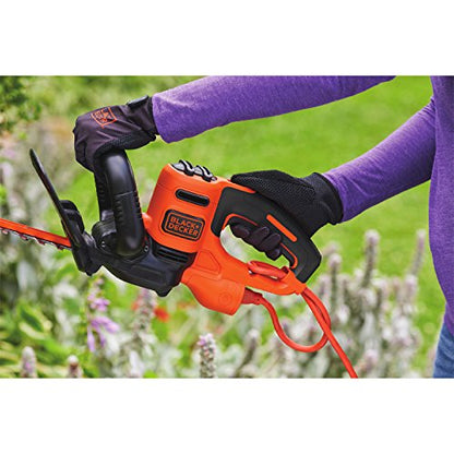 BLACK+DECKER 22" Electric Hedge Trimmer, Lightweight 4.0 Amp Corded Dual Action Shrub Trimmer, Full Wraparound Handle, High Output Low Vibration (BEHT350FF)
