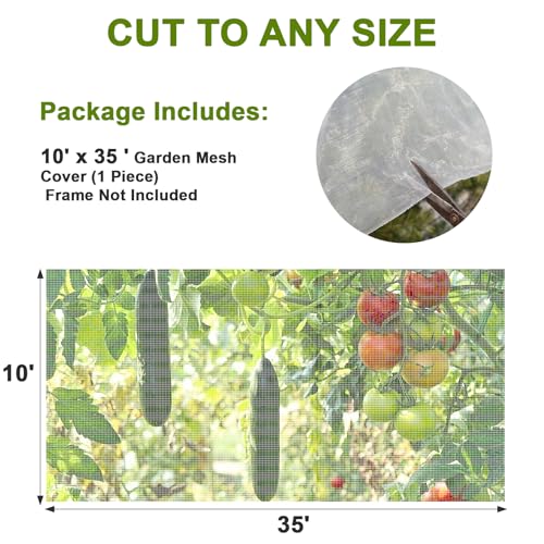10×35 FT Garden Netting, Ultra Fine Mesh Pest Barrier, Plant Covers Row Cover for Vegetables Fruits Flowers, Greenhouse Raised Bed Screen Protect Plants from Birds Bugs - size: 10×35FT
