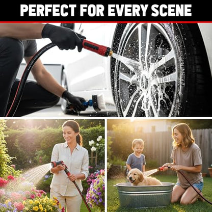 Garden Hose 50 ft x 5/8", NON-EXPANDABLE Heavy Duty Premium Flexible Hose - color: Red, size: 50ft