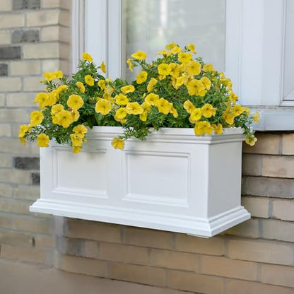 Mayne Fairfield 24in Self-Watering Rectangular Window Box Planter, White - color: White, size: 24in