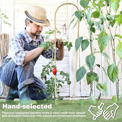 Jollybower Natural U-Hoops Bamboo Plants Trellis 4Ft, Garden Trellis U-Shape for Climbing Plants, Garden Arch Support for Potted Plants, Vines, Ivy Climbing Plants, Flowers-3 Pack - size: U-Shaped 4Ft