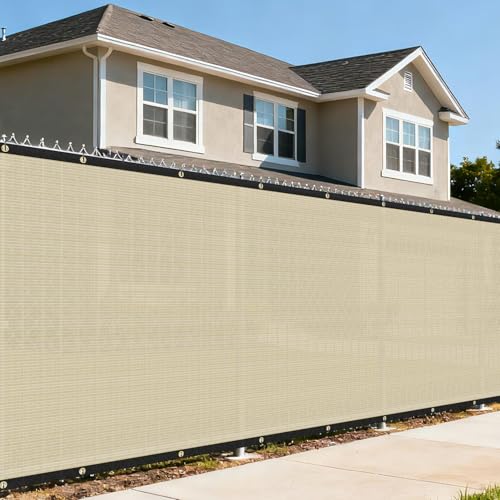 6'x25' Privacy Screen Fence Heavy Duty Fence Panels, Beige