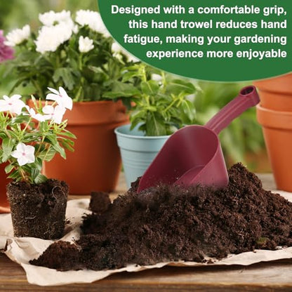 M METERXITY 2-Pack Garden Shovel Trowel Hand Shovels, 31cm/12.2 Inch Plastic Gardening Tools for Digging, Transplanting, Soil Loosening and Planting, Ergonomic Handle [Wine Red] - color: Wine Red, size: Large