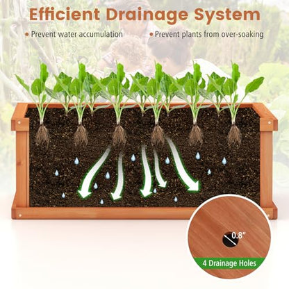S AFSTAR Raised Garden Bed, 31” X 14” X 12” Fir Wood Rectangle Planter Box W/4 Drainage Holes & Detachable Base Plate, Raised Bed Planter Kit Box, Indoor & Outdoor Container for Patio Backyard - size: 31” x 14” x 12”