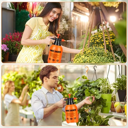 3Pcs 1/2 Gallon Hand Pump Sprayer with Adjustable Nozzle, Orange - color: Orange