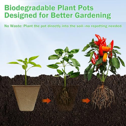 Peat Pots, 70 Pack 3.15 Inch Seed Starter Pots for Seedlings - size: 70 Pcs