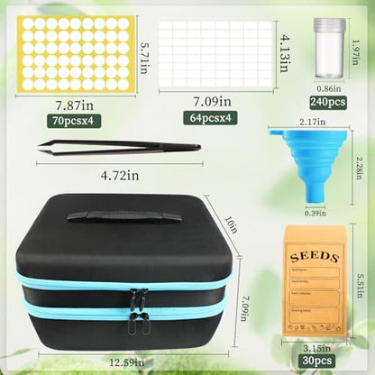 240 Slots Seed Storage Organizer with 30 Envelopes Portable Sturdy Seeds Container Box Airtight Garden Seed Saver Saving Kit (large-240 Slots) - size: large-240 Slots