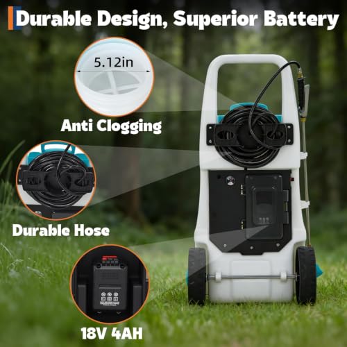 13.2 Gallon Wheeled Battery Sprayer, 12V 4Ah for Lawn & Garden - size: 13.2 Gal