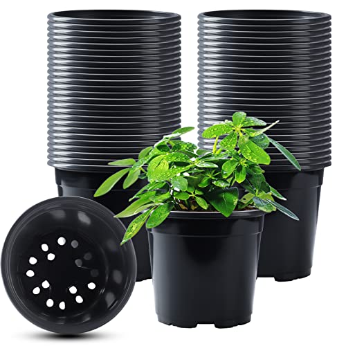 Oubest 50Pcs Nursery Pots Variety Pack Plastic Pots for Plants,5 inch Seedling Pots with Drainage Holes Indoor Outdoor Flower for Succulent Vegetable Herb - size: 5 inch