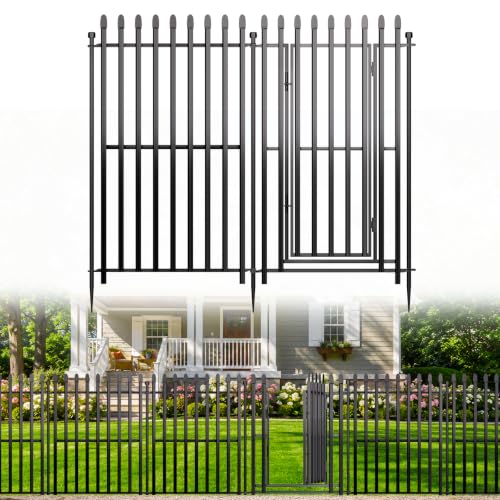 No Dig Decorative Garden Fence, 40in(H)×22ft(L), 10 Panels with Gate - size: 40 in(H) X 22 ft(L)