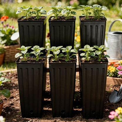 50PCS Tree Pots - 9.8" H x 4.7" W Tall Nursery Pots for Plants Indoor or Outdoor Gardening, Tall Planters with Drainage Holes - size: 9.8" H x 4.7" W