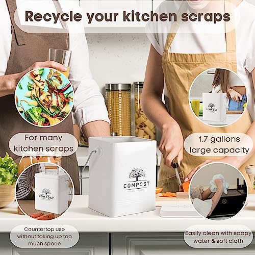 PERFNIQUE Kitchen Compost Bin with Charcoal Filters