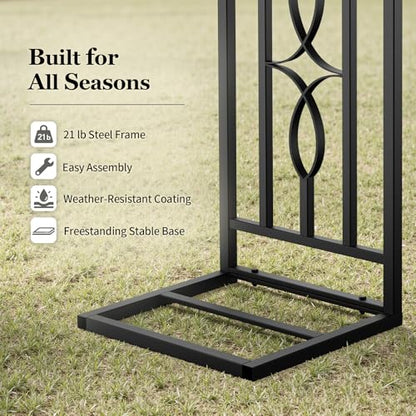 Metal Garden Arch, Heavy Duty Garden Trellis for Climbing Plants, with Enlarged Base for Stability, Ideal for Wedding Arches & Party Decorations, 55" W x 87" H