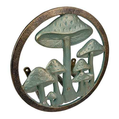 Zeckos Garden Hose Holder Mushroom 12 Inch Cast Iron Verdigris Bronze - color: Mushroom - Bronze
