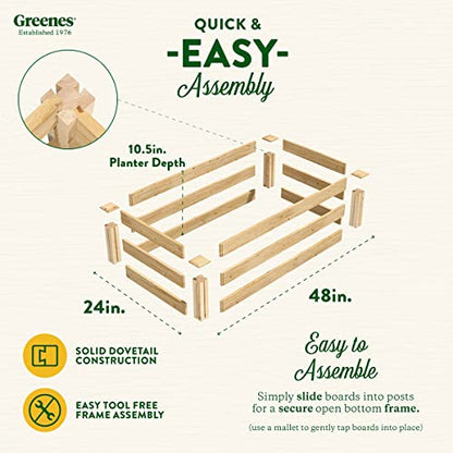 Greenes Fence Premium Cedar Raised Garden Bed, 2' x 4' x 10.5" (3/4" Thick) - Made in USA with North American Cedar - size: 1-Pack