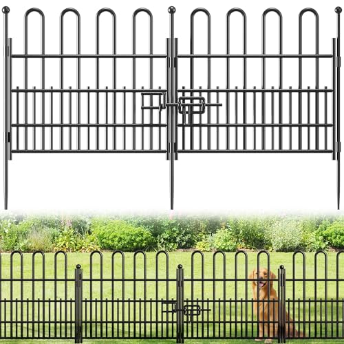 DurayLoly Garden Animal Barrier with Gate, 10 Panels 24" H Outdoor Fence - size: 10 Panels 24.01in (H) X 20ft (L)-With Gate