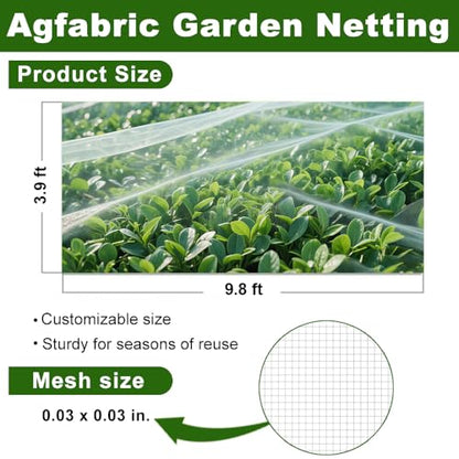 Agfabric Garden Netting 3.9'x9.8' Insect Pest Barrier Netting for Garden Protection,Plant Cover Row Cover Mesh Netting for Vegetables Fruit Trees and Plants,White - size: 3.9'x9.8'