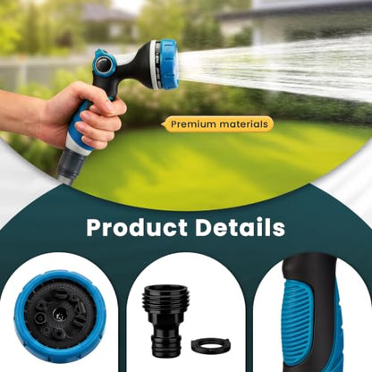 Garden Hose Nozzle,Water Hose Sprayer Thumb Control with 10 Spray Patterns - color: Blue
